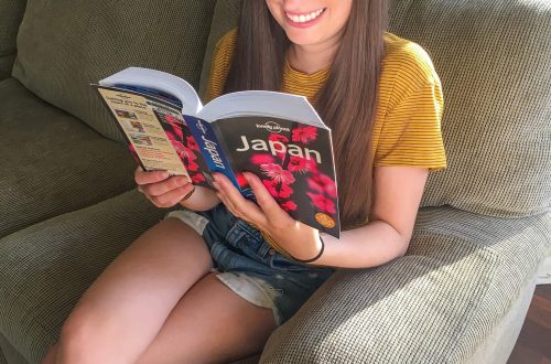Reading a Japan travel guidebook